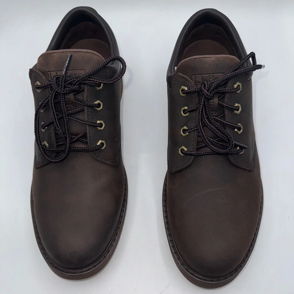 L.L. Bean Stonington Oxford Dress Shoes Round Plain Toe Deepest Brown Men's 10 M